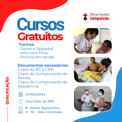 A Compaixão abre inscrição para cursos gratuitos!